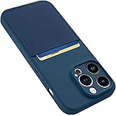 Karrint Designed for iPhone 14 Pro Case with Card Holder for Women Men Soft Liquid Silicone Cover [Microfiber Lining] Full Camera Protection Shockproof Slim for iPhone 14 Pro Case Wallet Blue