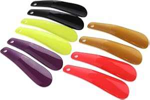 Arroyner 10Pcs Plastic Shoe Horn 6.3" Travel Shoe Horn for Men, Women and Kids Random Color