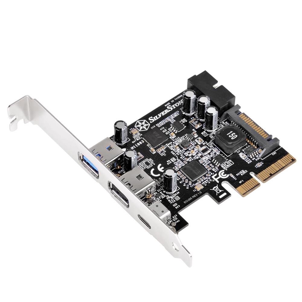 SilverStone SST-ECU05 - SuperSpeed external USB 3.1 Type C, 2x USB 3.0 Type A, 1x internal USB 3.0 PCI-E Express Card Gen 2.0 2x, 10 Gbps, support low profile