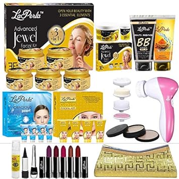 Laperla 3 In 1 Jewel Facial Kit With 5in1 Facial Massager Bleach