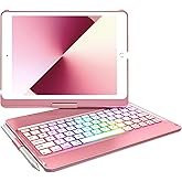 MMK Keyboard Case Compatible with iPad 10.2 inch 9th Gen 2021,for iPad 8th Generation 2020, 7 Color Backlit 360 Rotatable Wireless Detachable Bluetooth Keyboard Cover Tablet Case
