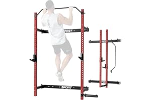 Folding Squat Rack Wall Mounted for Home Gym Garage, 1000 LBS Capacity, Space Saving Weight Cage 2.36" x 2.36" Power Rack wit