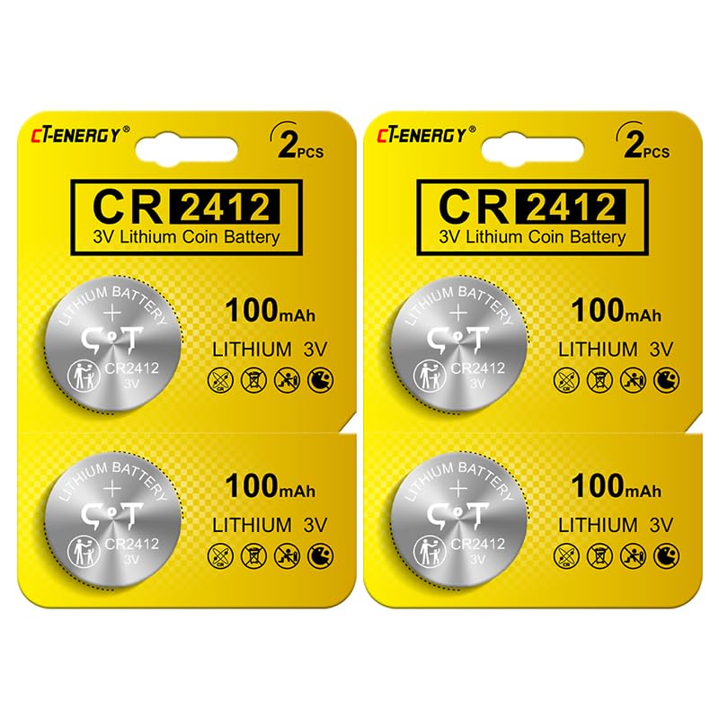 2412 3V Lithium Battery cr 2412 Watch Batteries High Capacity 100mAh Coin Button Cell 4 Pack
