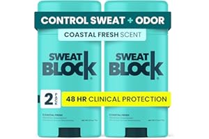 SweatBlock Clinical Strength Deodorant and Antiperspirant for Men and Women Coastal Fresh Scent 2 Pack 48 Hour Protection Against Odor and Excessive Sweat Ideal for Active Lifestyles and Daily Use