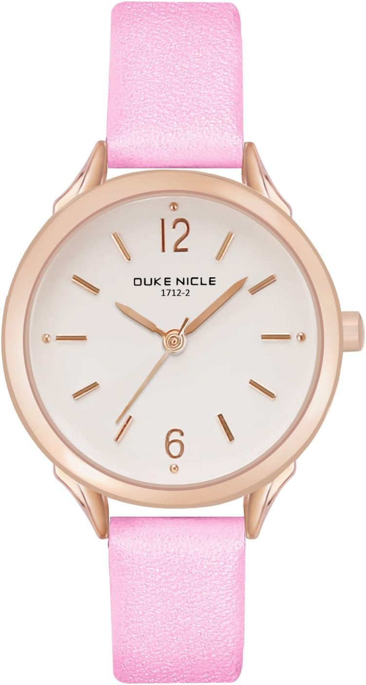 Womens Fashion Watch,Ladies Elegant Casual Waterproof Quartz Wrist Watches for Girls with Comfortable Genuine Leather Band (Pink)