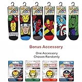 Marvel Comics Socks Mens Mix Hulk Spiderman Large With Bonus One XWi Wrist Sweatband