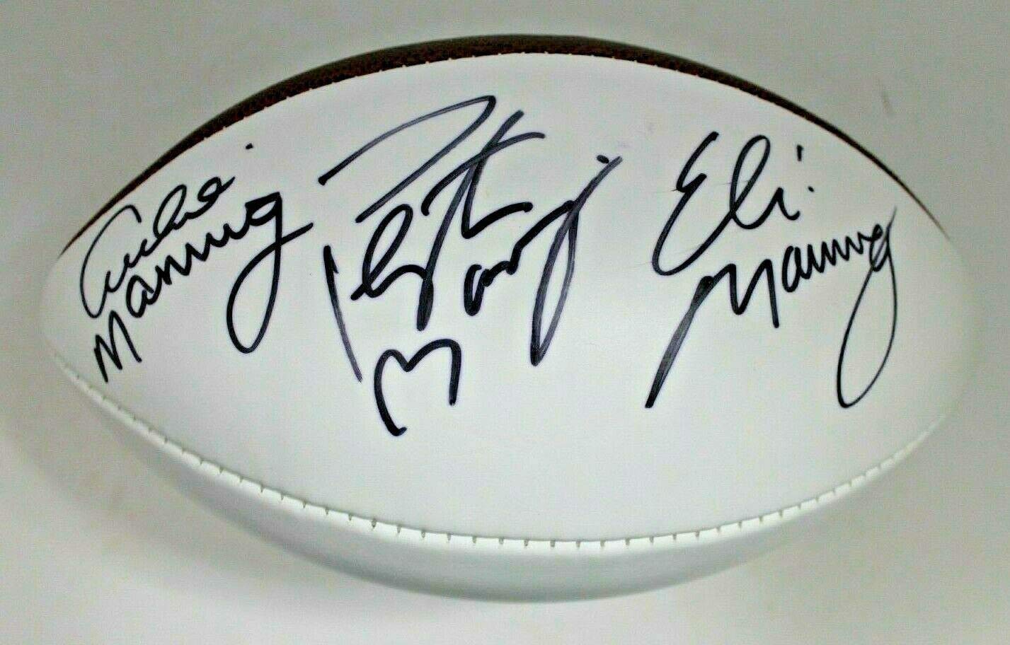 Archie Eli Autographed Signed Peyton Manning Triple Autographed Wilson NFL Football JSA Loa
