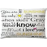 7COLORROOM Farmhouse Quote Words Pillow Cover You are My Sunshine Pattern Rectangular/Waist Cushion Cover Cotton Linen Home Decorative Pillowcases 12" x 20" for Sofa Couch Porch