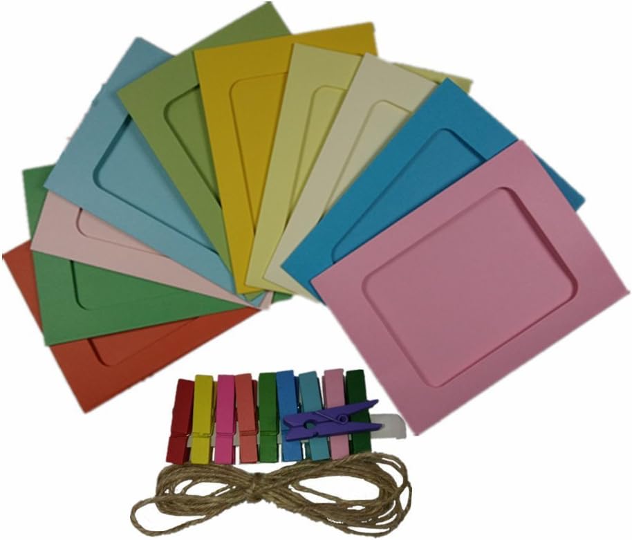Cheeful lphotos Frames Paper Frames, Picture Frames,Photo Frames 6x4,DIY Paper Photo with Mini Clothespins and Stickers, (Multicolor)
