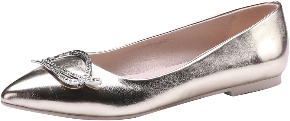 NIUERTE Women's Pointed Toe Bling Decoration Flat Shoes