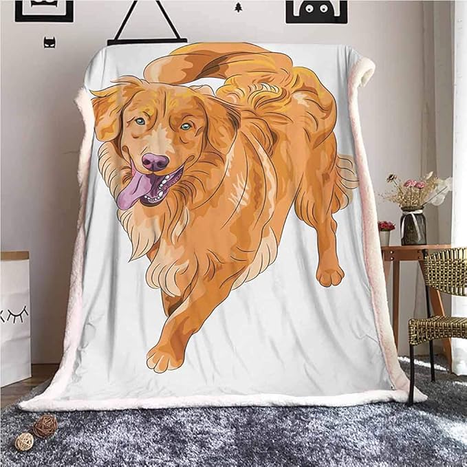 Golden Retriever Puppy Blanket Sherpa Playful Dog Running with a
