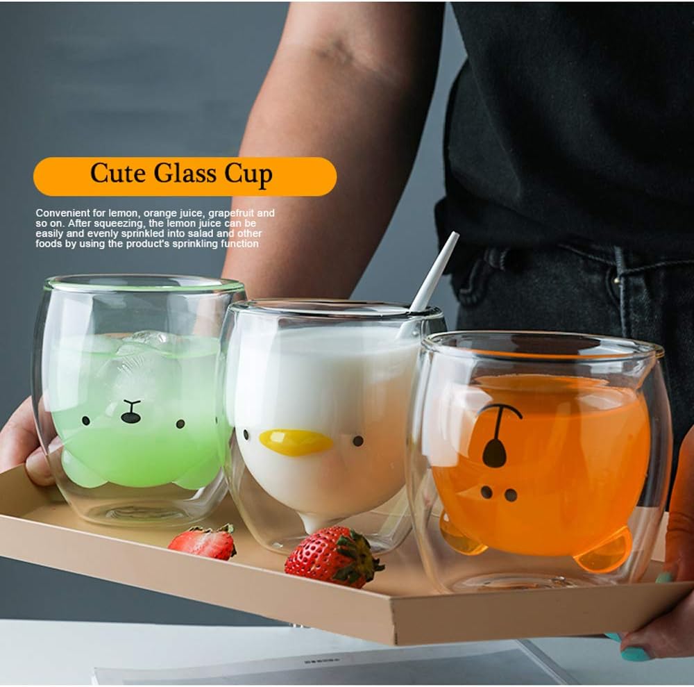 Cute Mugs Glass Double Wall Insulated Glasses Espresso Cup, Coffee Cup, Tea Cup, Milk Cup - Image 5