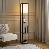 MiniSun Wooden Floor Lamp with Shelves in Black view 5