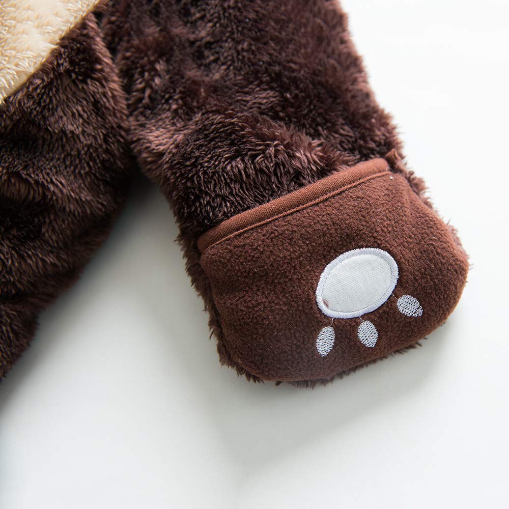 mikistory Newborn Sets Unisex Baby Outfits Jumpsuit Infant Winter Romper Baby Bodysuit Onesie Brown 16-24Months