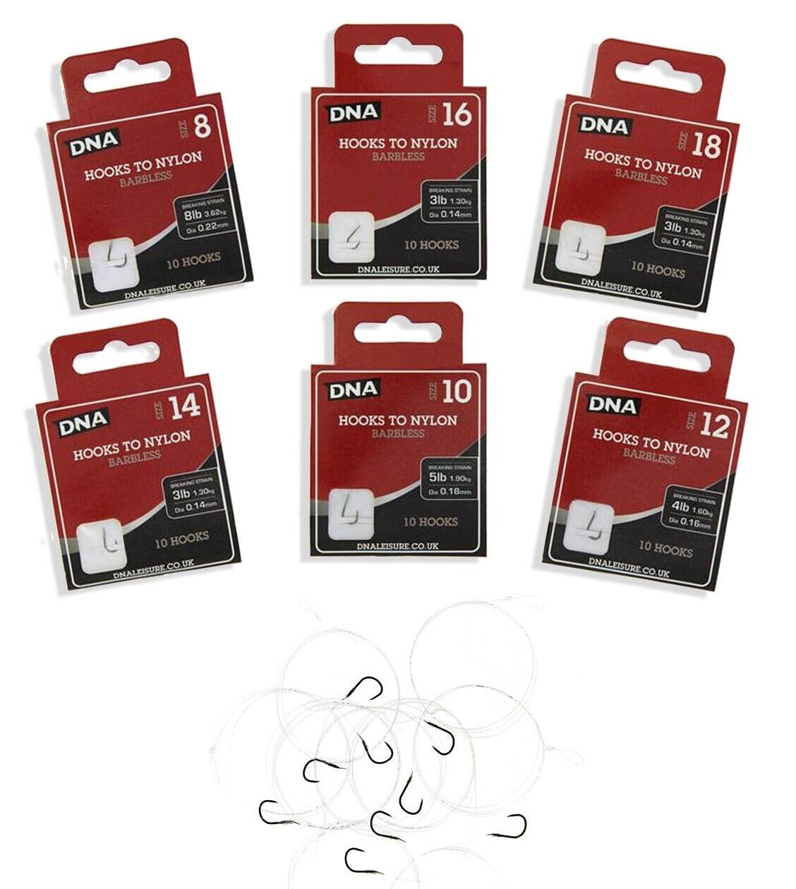 Fishing Hooks to Nylon x 60 With Loops Barbless Coarse Match Carp 10 Each Size