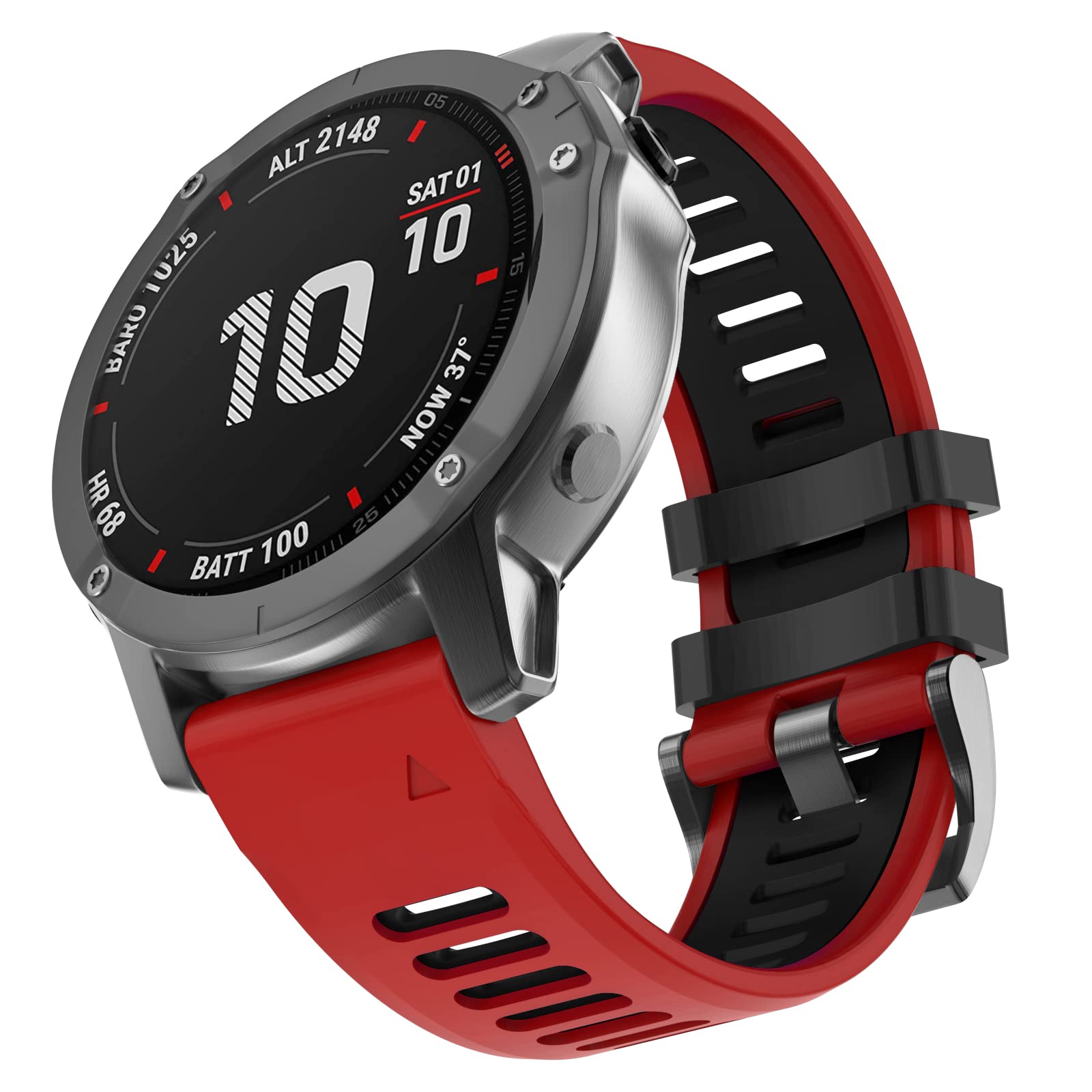 MYSNBKN Garmin Fenix 6X Strap, 26MM Width Silicone bands Fit for Garmin Fenix 8 51mm/Fenix 7X/Fenix 6X/Fenix 6X Pro/Fenix 5X/5X Plus/Fenix 3/Fenix 3 HR/Tactix/Descent MK1/D2 Delta PX/D2 Charlie
