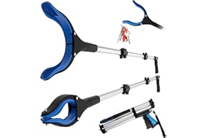 ALFELE Reacher Grabber Pickup Tool 2 Pack, 43" Foldable Grabbers for Elderly Grab It Reaching Tool with 4" Wide Jaw, 360° Rotating Head, Ergonomic Handle, Grabber Tool for Trash Pick Up Stick