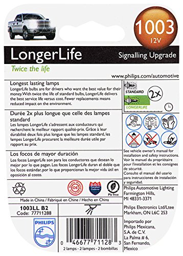 Philips 1003 LongerLife Miniature Bulb, 2 Pack