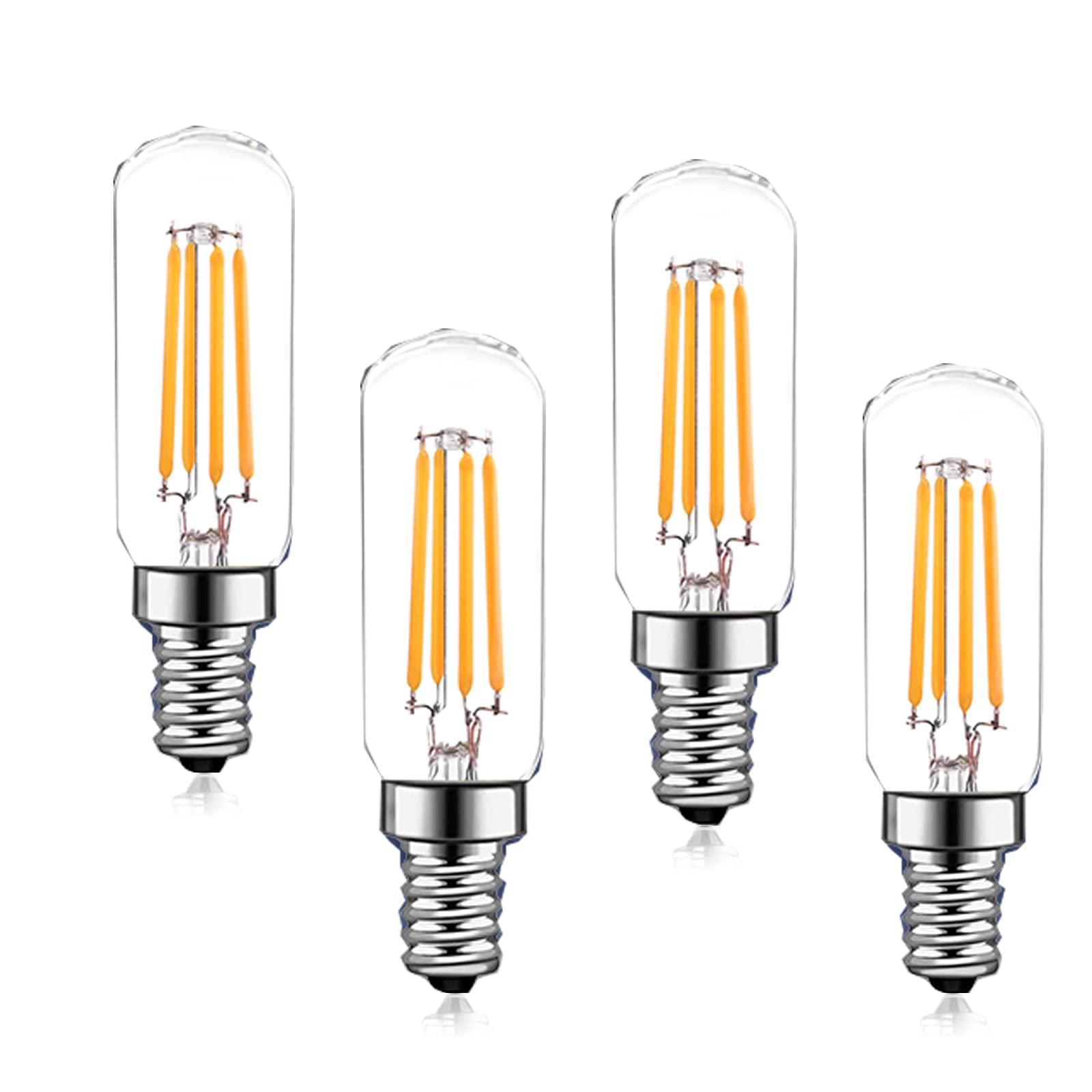 Y.W.Licht 4W T25 E14 LED Bulb 12V Warm White 2700K Edison Tube Filament Vintage Light Equivalent to 40W Halogen Lamp for Salt Lamp Cooker Hood RV Camper Marine (Pack of 4, Non Dimmable)
