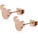 Stainless Steel Tiny Mouse Silhouette Button Stud Post Earrings