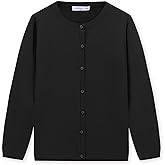 CUNYI Girl's Crewneck Lightweight Button-up Cardigan Cotton Knit Sweater Casual Cute Outerwear