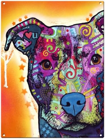 Heart U Pit Bull Dog Dean Russo Pop Art Sign 12 x 16