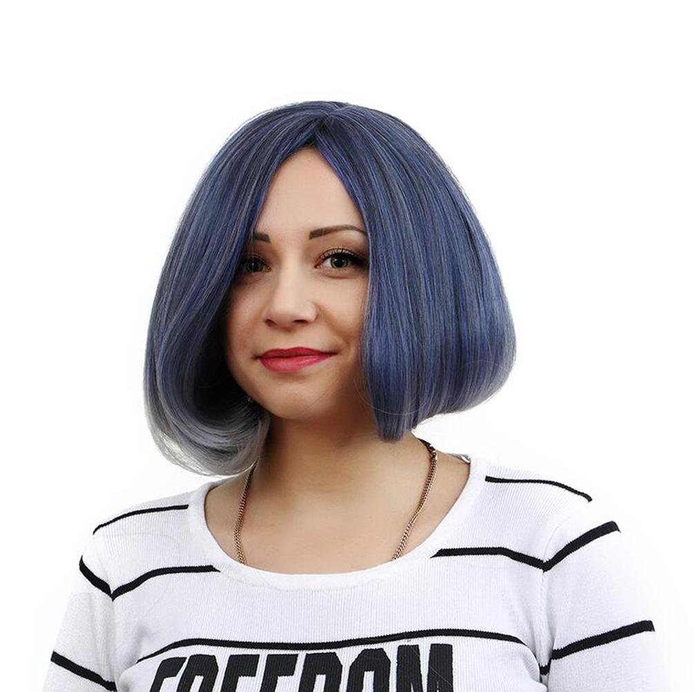 Amazon Com Smxxh Woman Wig Bob Short Straight Hair Blue Gray
