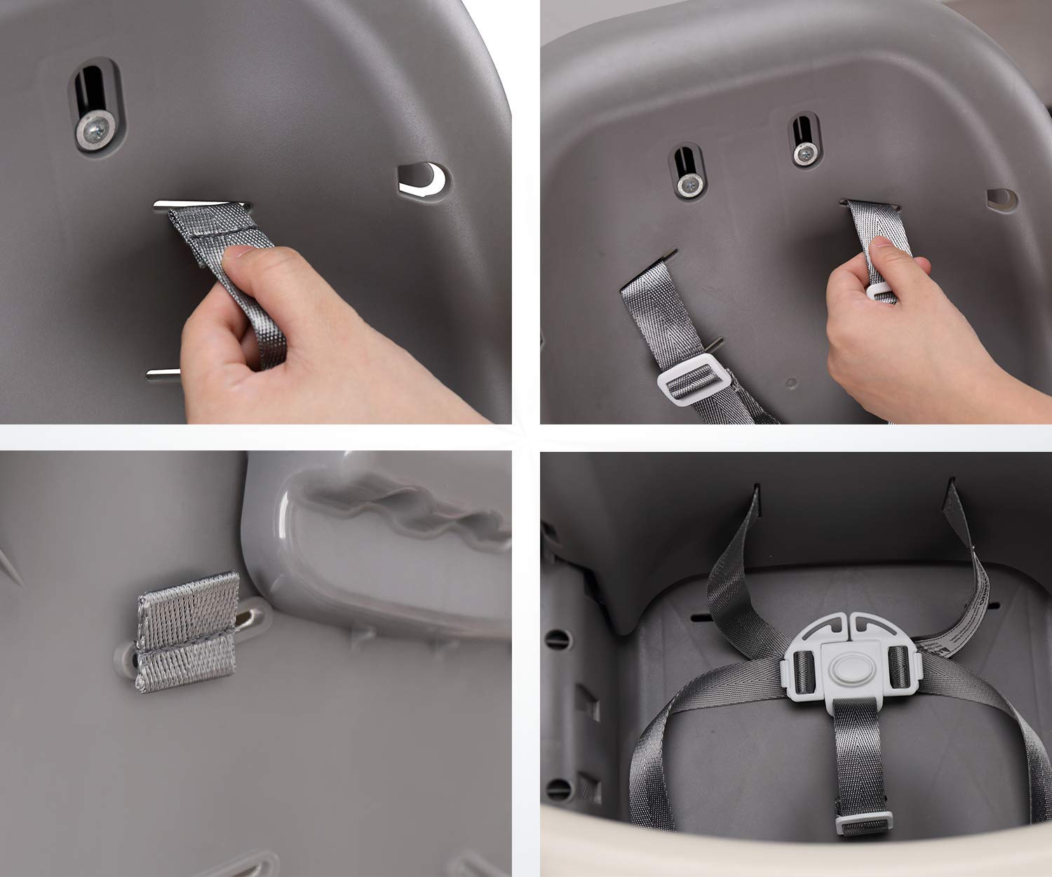 High Chair Straps, Adjustable 5 Point Baby Harness Straps Universal Stroller Baby Seat Security Belt Replacement with Buckle Portable Safety Harness Chair Accessory(Gray button)