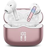 Wireless Earbuds, 2025 Bluetooth 5.4 Headphones in Ear with 4 ENC Noise Cancelling Mic, New Wireless Earphones HiFi Stereo Deep Bass 40H Playtime, LED, in-Ear Bluetooth Ear Buds IP7 Waterproof, Rose