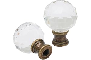 Biaungdo 2 Pack Crystal Lamp Finial, Clear Lamp Finial Cap Knob Diamond Lamp Shade Finial Glass Lamp Screw Top Lamp Decoration for Lamp Shade, with 1/4-27 Inch Bronze Base