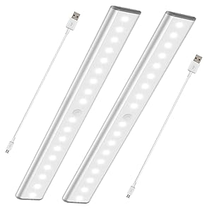 Stick-On Anywhere Portable Closet Lights Wireless 18 Led Under Cabinet Lighting Motion Sensor Activated Build In Rechargeable Battery Magnetic Little Safe Night Tap Light for Closet Cabinet (Silver-2)