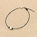 MAIMANI Single Freshwater Pearl Choker Necklace Bead on Black Genuine Leather Adjustable Necklace
