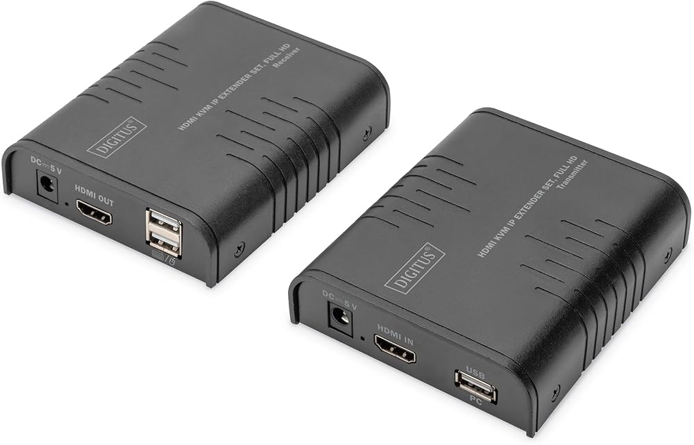 DIGITUS DS-55529 HDMI KVM Extender Splitter 1080p 60Hz 120m LAN IP Enabled Set