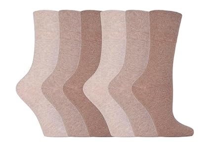 IOMI 6er pack damen ohne gummi weitschaft baumwolle socken/diabetikersocken in 7 farben