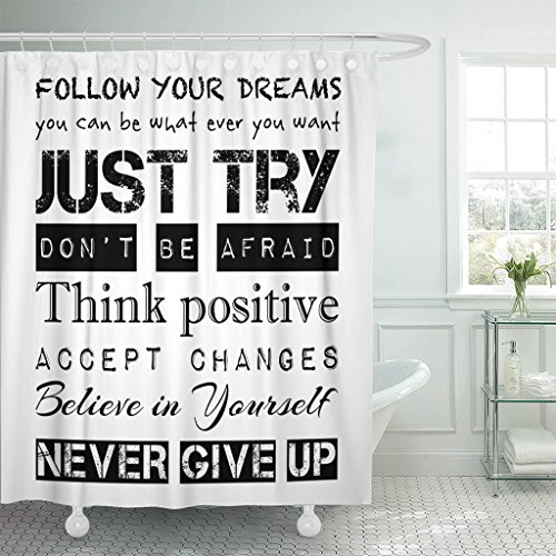 Emvency Shower Curtain Inspirational Motivational Follow Your Dreams