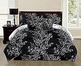 Ace 6-piece Reversible Soft Night Black Tree Branches Comforter Set (Queen Size)