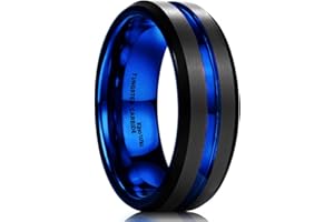 King Will Tungsten Rings for Men Two Tone Grooved Mens Wedding Band Cool Promise Engagement Matte Finished Beveled Edge