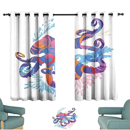 Amazon Com Songdayone Octopus Soundproof Curtain Abstract Art Of