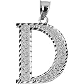 Claddagh Gold 925 Sterling Silver Initial Letter D Charm Pendant, 0.7"