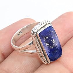 Solid 925 Sterling Silver Ring For Womens Lapis