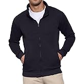 BRAPRO Men's Full-Zip Sweatshirt No Hood Hoodies Stand Collar Cardigan Pockets Jacket Casual & Active