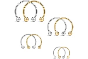 Ruifan 16G Surgical Steel CBR Nose Septum Horseshoe Earring Eyebrow Tongue Lip Nipple Helix Tragus Piercing Ring 6-16mm
