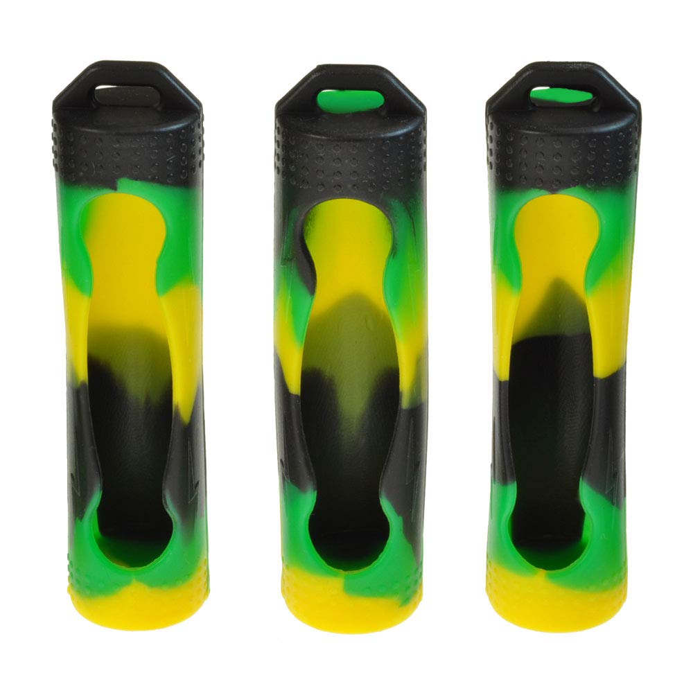 Armerah 18650 eCig Vape Battery Protective Case Cover Sleeve Silicone Rubber 3 Pack Black-Green-Yellow