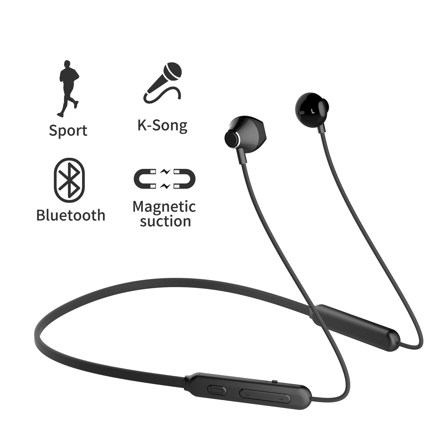 Bluetooth Headphones, Wireless Earbuds Stereo Earphones for Running with Mic and Lightweight Sports Exercise Headset in-Ear Gym Workout Headphone