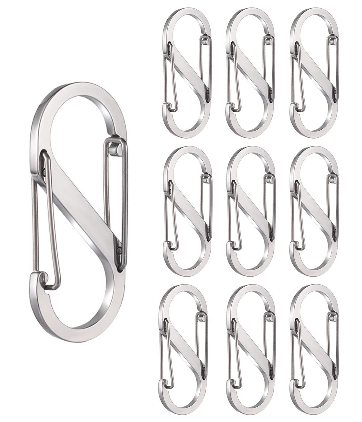 Mini Carabiner Keychain, Mini S Carabiner, Double Spring Keychain, Double Carabiner, for Outdoor Hiking, Fishing, Camping