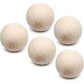 Seimneire 5 Pcs 2 Inch / 50mm Natural Wood Balls, Unfinished Wooden Balls Small Round Ball, Decorative Balls Craft Sphere for DIY Painting