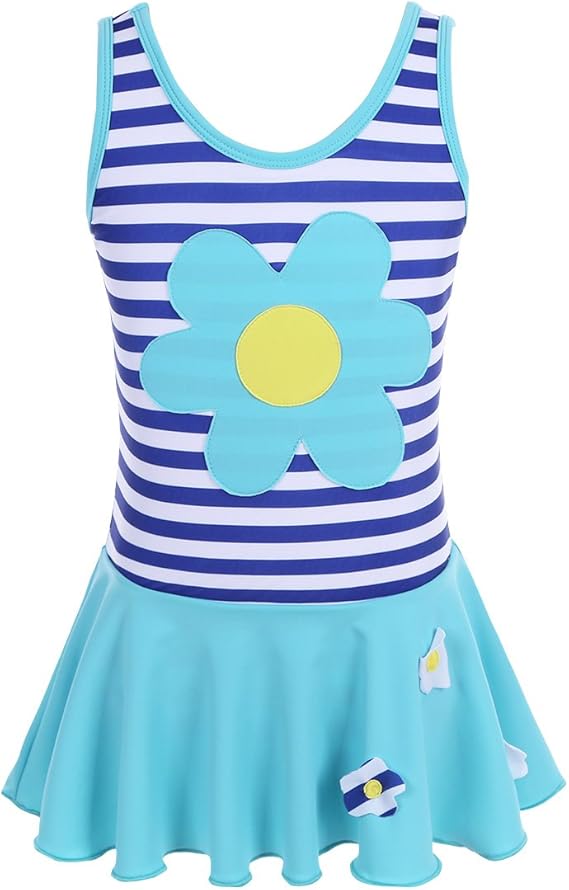 3 Stück Mädchen Bikini Sets - Badeanzug Mit Rock Und Blatt-Druck