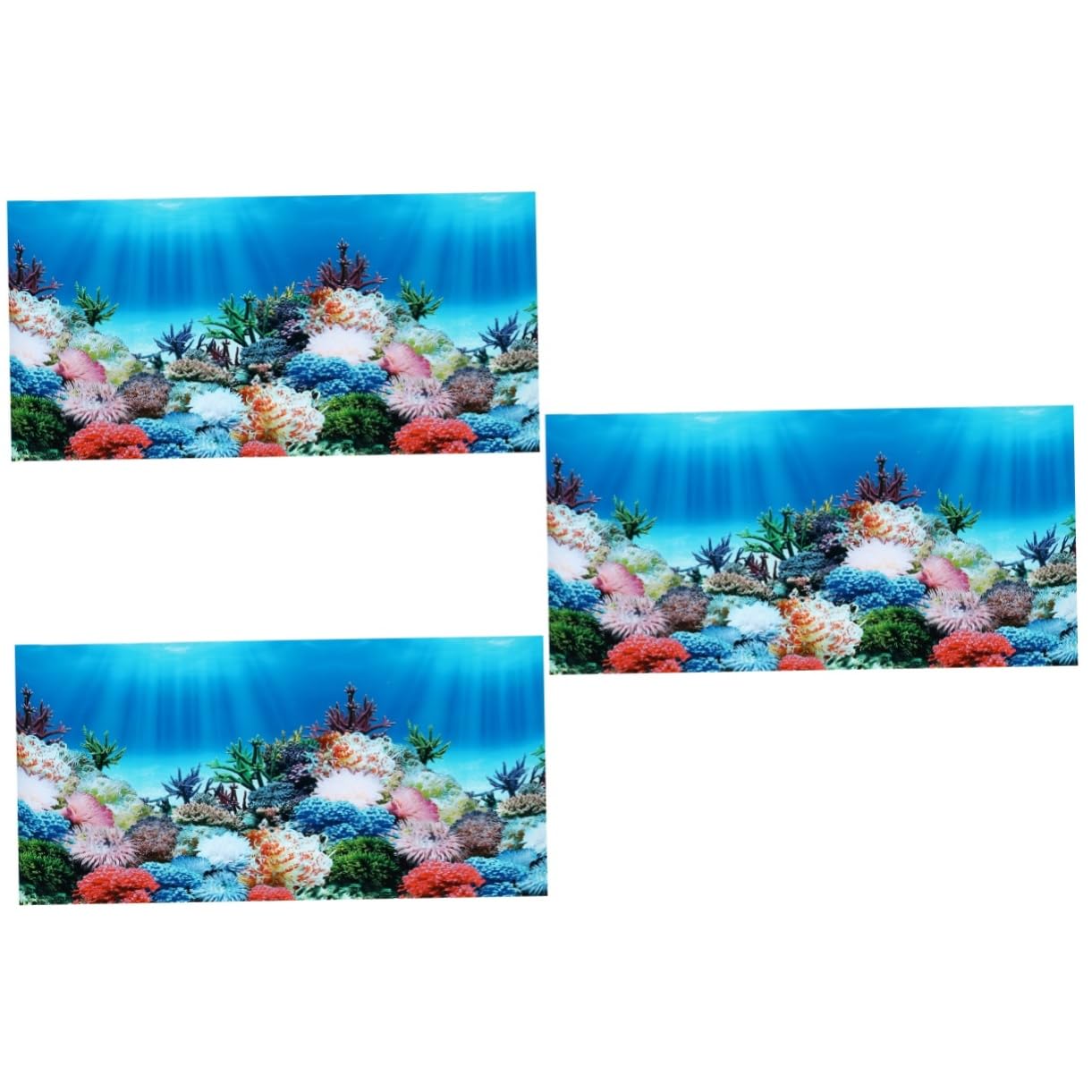 ABOOFAN 3 pcs Double Sided Aquarium Background Stickers Seascape Wall Decals for Fish Tank Decor Underwater Scene Wallpaper Style Tank Background Decoration