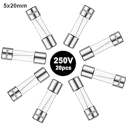 Sunxeke 20PCS F2AL250V 5 x 20mm Fast Blow Glass