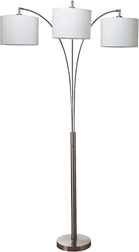 84 Tall Nikolai 3 Arch Metal Floor Lamp Brushed Silver Finish